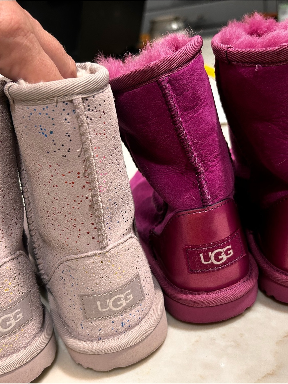 UGG bundle, twins 12  Two-Pair Classic Boots in Light Pink Speckle, Magenta